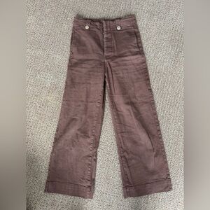 Brown Wide-Leg Cropped Pants - Small